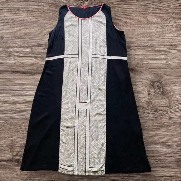 W FOR WOMAN Kaftan Dress A-Line Shoulder Snaps Geometric Black White Size *18 - Picture 1 of 11